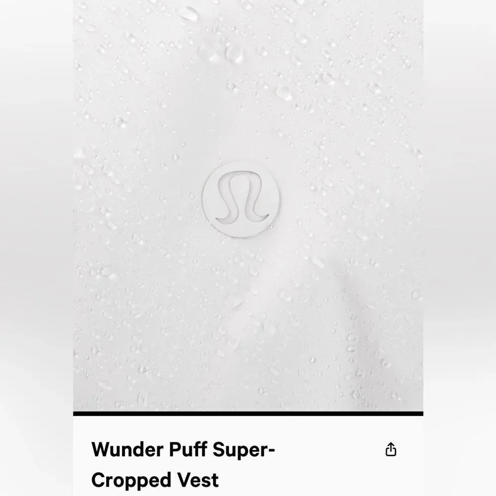 LULULEMON WUNDER Puff SUPER CROPPED vest WHITE SIZE 8 perfect cute NWT - Picture 2 of 7